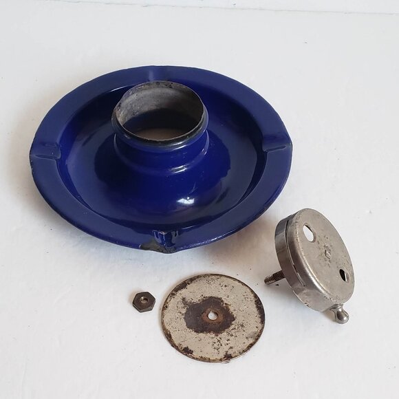 Vintage COBALT ENAMEL ASHTRAY Metal Blue Enamelware from Hungary - Picture 7 of 14